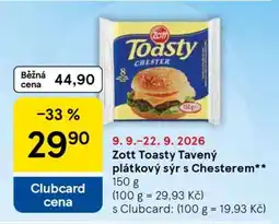 Tesco Zott Toasty Tavený plátkový sýr s Chesterem nabídka