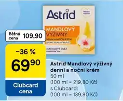 Tesco Astrid Mandlový Výživný Denní a Noční Krém nabídka