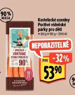 Albert Kostelecké uzeniny Poctivé vídeňské párky pro děti nabídka