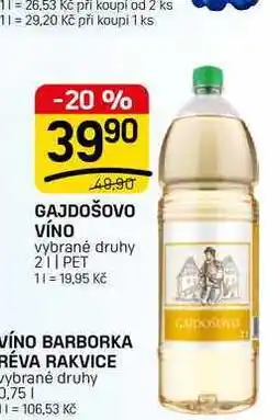 Flop GAJDOŠOVO VÍNO vybrané druhy nabídka