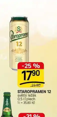 Flop STAROPRAMEN 12 světlý ležák 0,5 || plech nabídka