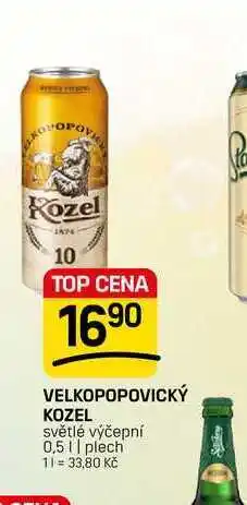 Flop VELKOPOPOVICKÝ KOZEL světlé výčepní 0,5l, plech nabídka