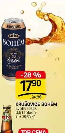Flop KRUŠOVICE BOHÉM světlý ležák 0,5|| plech nabídka
