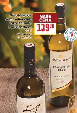 Billa Vino Mikulov Sommelier club jakostni vina s přívlastkem nabídka