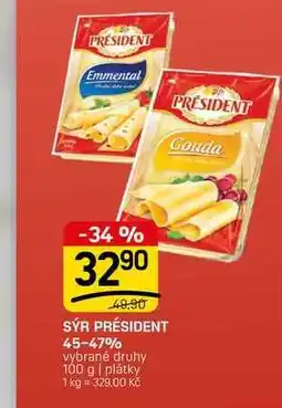 Flop SÝR PRÉSIDENT 45-47% vybrané druhy nabídka