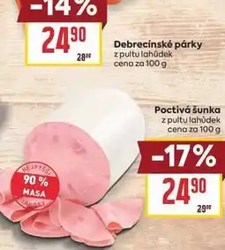 Billa Poctivá šunka z pultu lahůdek cena za nabídka