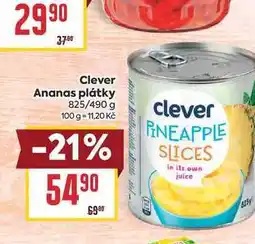Billa Clever Ananas plátky 825/490 g nabídka