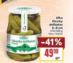 Billa Efko Okurky delikates 5-8 cm 670/360 g nabídka
