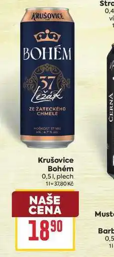 Billa Krušovice Bohém 0,51, plech nabídka