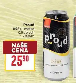 Billa Proud ležák, limetka 0,51, plech nabídka