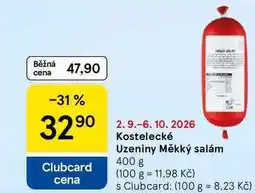 Tesco Kostelecké Uzeniny Měkký salám nabídka