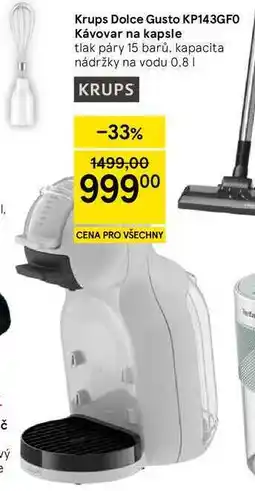 Tesco Krups Dolce Gusto KP143GFO Kávovar na kapsle, tlak páry 15 barů, kapacita nádržky na vodu nabídka