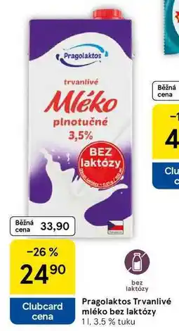 Tesco Pragolaktos Trvanlivé mléko bez laktózy 3.5% tuku nabídka