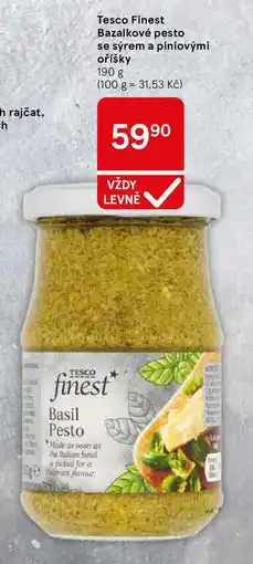 Tesco Tesco Finest Bazalkové pesto se sýrem a piniovými oříšky nabídka