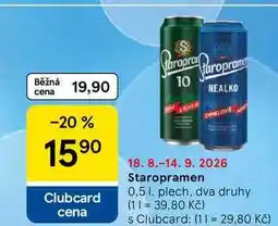 Tesco Staropramen, 0,5 l, plech, dva druhy nabídka