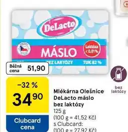 Tesco Mlékárna Olešnice laktózy DeLacto máslo bez laktózy nabídka