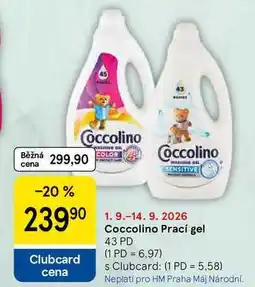 Tesco Coccolino Prací gel, 43 PD nabídka