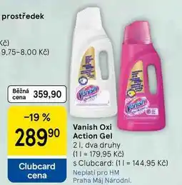 Tesco Vanish Vanish Oxi Action Gel, 2 l, dva druhy nabídka