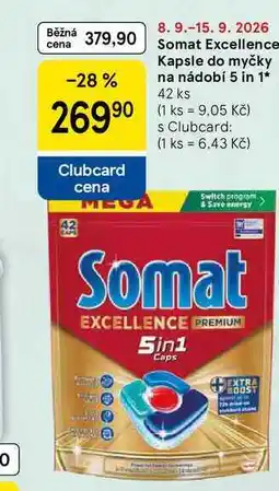 Tesco Somat Excellence Kapsle do myčky na nádobí 5 in 1, 42 ks nabídka