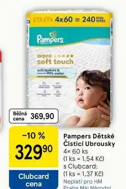 Tesco Pampers Dětské Čisticí Ubrousky, 4× 60 ks nabídka