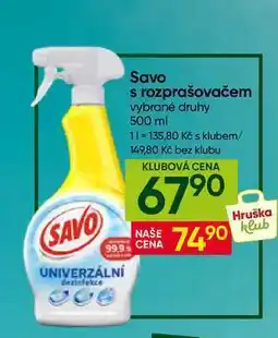 Hruška Savo s rozprašovačem vybrané druhy nabídka
