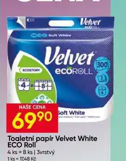 Hruška Toaletní papír Velvet White ECO Roll 4 ks 3vrstvý nabídka