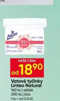 Hruška Vatové tyčinky Linteo Natural 160 ks nabídka