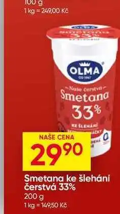 Hruška OLMA Smetana ke šlehání čerstvá 33% nabídka