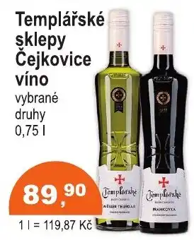 Templářské škely Čejkovice víno vybrané druhy