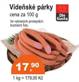 COOP DISKONT Dle Gusta vídeňské párky nabídka