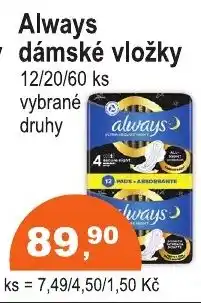COOP DISKONT Always dámské vložky nabídka