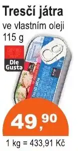 COOP DISKONT Dle Gusta Tresčí játra ve vlastním oleji nabídka