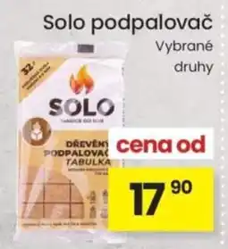 Kubík potraviny Solo dřevěný podpalovač tabulka nabídka