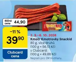 Tesco KMOTR Kmotrovky/Snackid nabídka