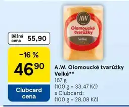 Tesco A.W. Olomoucké tvarůžky velké nabídka