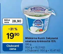 Tesco Mlékárna Kunín Zakysaná smetana krémovitá 15% nabídka