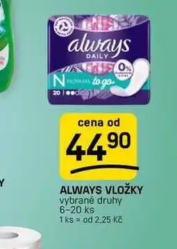 Flop ALWAYS VLOŽKY vybrané druhy 6-20 ks nabídka