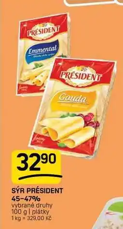 Flop SÝR PRÉSIDENT 45-47% vybrané druhy 100 g | plátky nabídka