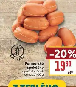 Billa Farmářské špekáčky z pultu lahůdek cena za nabídka