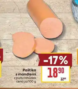 Billa Paštika s mandlemi z pultu lahůdek cena za nabídka