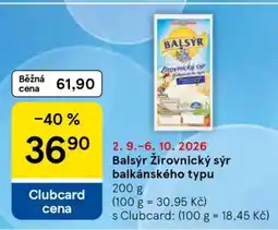 Tesco Balsýr Žirovnický sýr balkánského typu nabídka