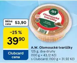 Tesco A.W. Olomoucké tvarůžky nabídka