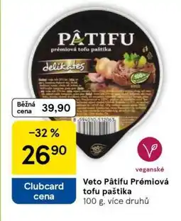 Tesco Veto Pátifu Prémiová tofu paštika nabídka