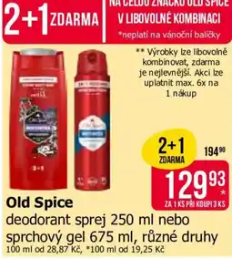 Teta Old Spice deodorant sprej 250 ml nebo sprchový gel 675 ml, různé druhy nabídka