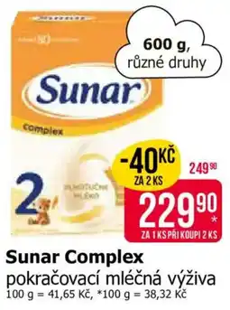 Teta Sunar Complex pokračovací mléčná výživa nabídka