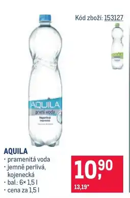 Makro Aquila pramenitá voda jemně perlivá, kojenecká nabídka