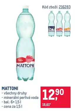Makro Mattoni všechny druhy minerální perlivá voda nabídka