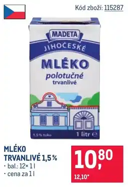 Makro Madeta mléko polotučné trvanlivé nabídka