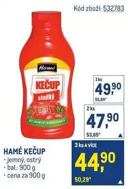 Makro Hamé kečup nabídka