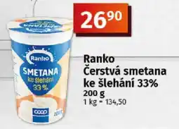 COOP TIP Ranko čerstvá smetana ke šlehání 33% nabídka